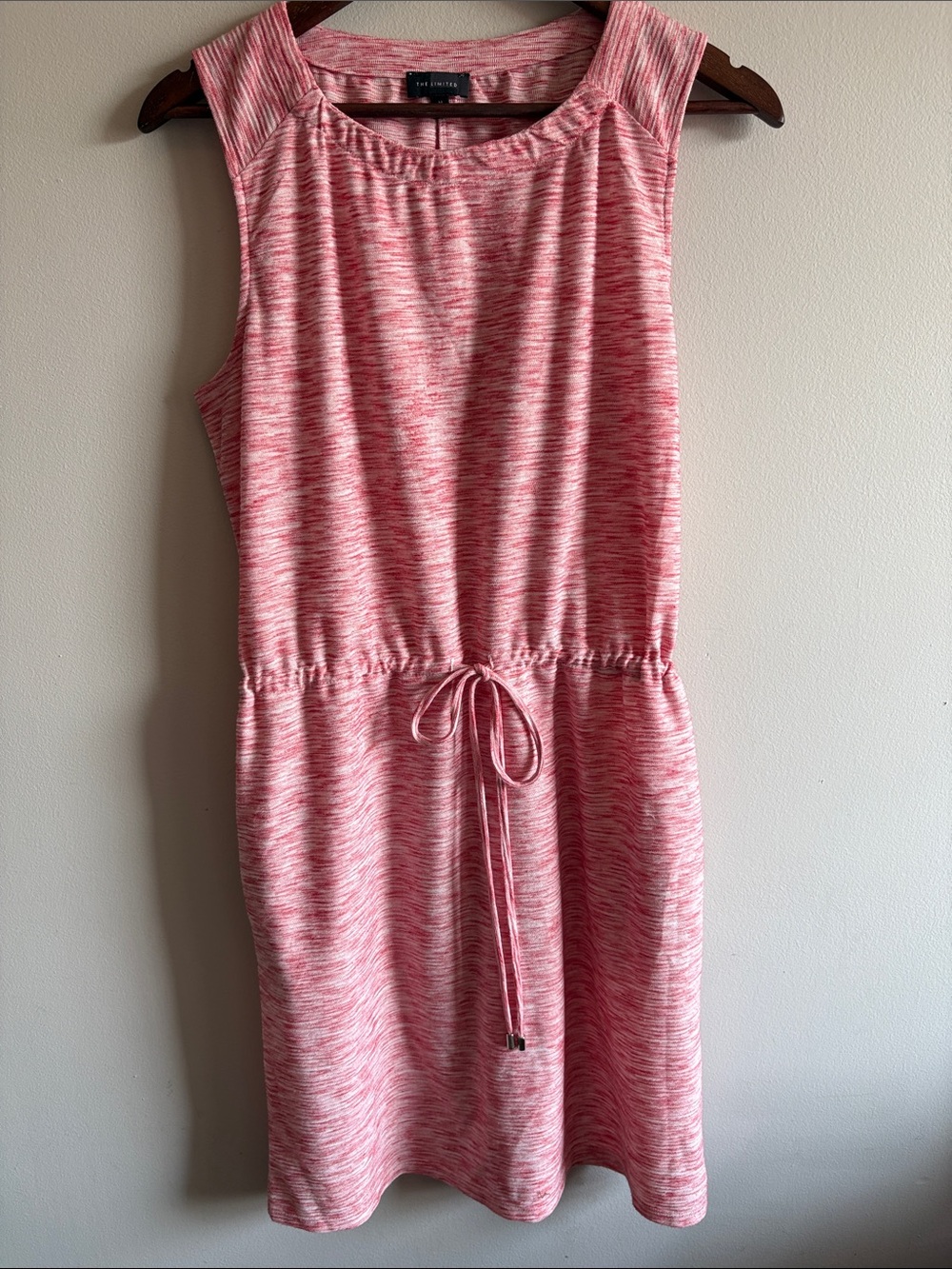 The Limited Pink Space Dye Sleeveless Pocket Dress Drawstring Waist M